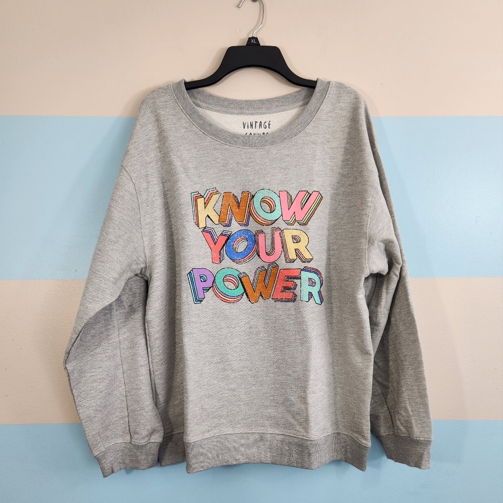 NEW! Oversized Vintage Canvas Know Your Power Oversized Sweatshirt - Picture 5 of 8